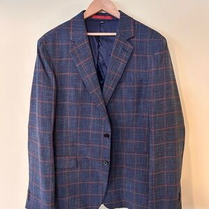 RW&CO. Navy and Red Plaid Blazer